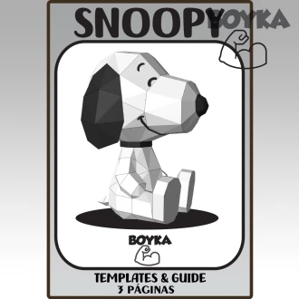 Snoopy Cute Sitting Dog Low Poly Papercraft Templates Gift DIY Decoration BOYKA