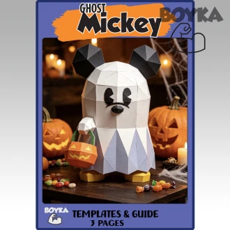 Ghost Mickey Mouse Low Poly Papercraft Templates Gift DIY Decoration BOYKA