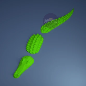 Crocodile PDF Template, Low Poly, Paper Sculpture, DIY, Pepakura Pattern, Handmade, Papercraft, Lowpoly, Lowpoly Papercraft
