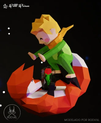 LE PETIT PRINCE AND FOX, Papercraft, Template, DIY, Paper, Low Poly, Cute, Kawaii, 3D Model, Pdf Low Poply, Kids Toy