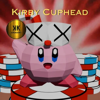 Kirby Cuphead Paper Craft Template, Easy DIY 3D Printable PDF, Kids Craft Activity, Cute Gamer Desk Decor, Instant Download