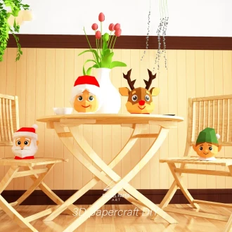 Santa Claus Box, Mrs. Claus Box, Reindeer Box, Elf Box, Template, DIY 3d Model, FanArt, Paper Sculpture, Low Poly, Pepakura, Craft, Manualidad, Paper Art