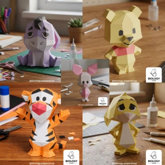 Winnie the Pooh and Friends Low Poly Papercraft Template Pepakura PDF DIY Handmade