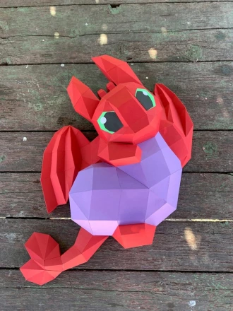 Dragon with Heart Papercraft Template - Low Poly, Pepakura PDF, DIY Handmade, Home Decoration, Creative Gifts