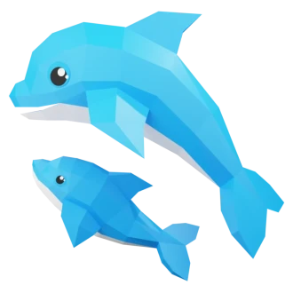 Dolphin 3d Paper craftPDF, papercraft fish, mom and baby dolphin model 3d low poly papercraft DIY origami decoration pepakura