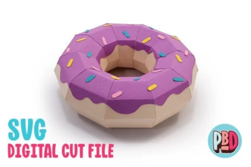 Donut 3D Papercraft SVG