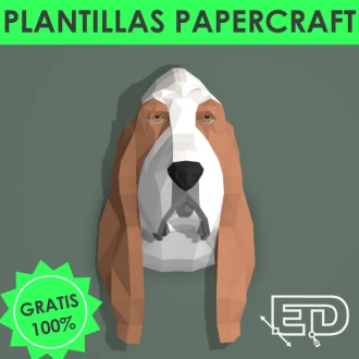 Basset Hound Dog Head PDF Papercraft Templates, Paper Art and Craft for Home Decor, DIY, 3DIER, PDF Patterns, Papercraft Templates, Low Poly