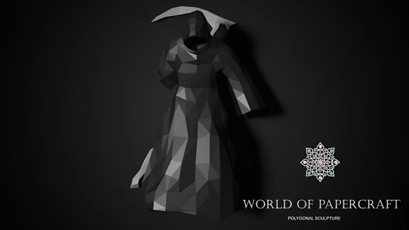 Death (Grim Reaper) and the Scythe Wall Papercraft, Paper Sculpture, Low Poly PDF Template, DIY Decor & Gift