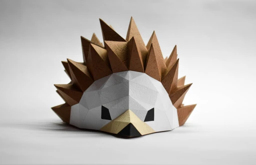 Papercraft Hedgehog Sculpture: 3D Low Poly DIY (PDF Pattern)