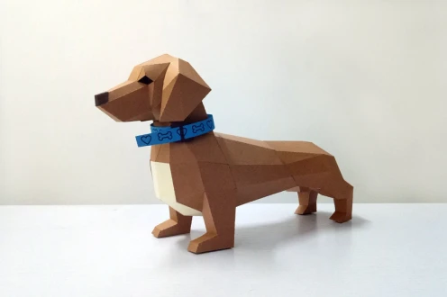 DIY Dachshund Puppy, Animal Model, 3d Papercraft, lowpoly ,3d model , Paper sculpture, paper model, Taxidermy, DIY gift, Origami dog dxf