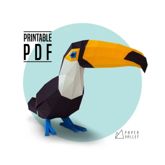 Toucan Papercraft, Paper Toucan, DIY, Paper Animal, Home Decor, Handmade gift, papertoy, printable template PDF, Decoration, 3D Model, Bird