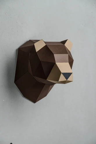 Papercraft Bear Trophy: 3D Low Poly Paper Sculpture (PDF Pattern)