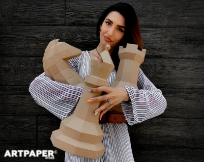 Papercraft Chess Pieces: King, Knight, Bishop Template (DIY Pepakura Pattern)