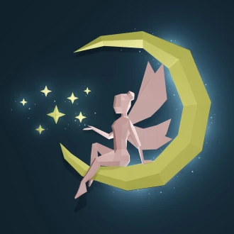 Fairy Women on the Moon Papercraft Wall Sculpture , Papercraft women , Papercraft pdf, Paper sculpture, Low Poly, Wall sculpture