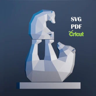 Papercraft Bear and Cub, SVG, PDF, Cricut, Digital Template, Origami Bear, Download DIY, Low Poly, Sculpture, 3D Model Animal