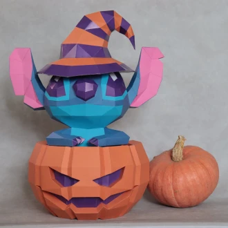 Stitch Halloween PDF Papercraft DIY Pepakura Origami Template Low Poly