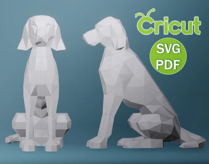 Pointer Dog Papercraft, PDF Dog Low Poly, Papercraft, Papercraft 3d, PDF, Gift, Low Poly Papercraft, Papercraft Pdf, Diy Animal Dog