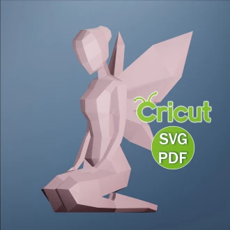 Papercraft Fairy Women Sculpture, PDF, Cricut, Papercraft Women, Paper Sculpture, Low Poly, Download DIY, Low Poly, 3D Mode