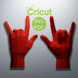 Hand Papercraft ,PDF, Rock And Roll 3D Hand Papercraft template, Low poly, Paper Sculpture Pattern