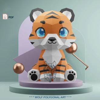 Baby Tiger Papercraft Template- Adorable Jungle Cub Craft template