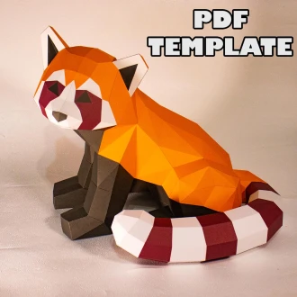 Red Panda Pepakura, Paper Craft, PDF Template, DIY, Digital Download