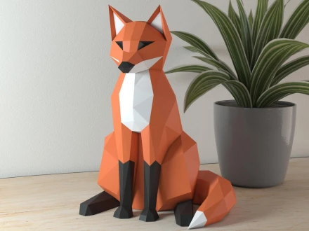Fox papercraft PDF template DIY
