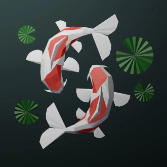 Koi Fish Paper Craft, Digital Template, Origami, PDF Download DIY, Low Poly, Sculpture, Koi Fish Model