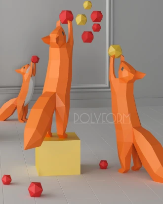 SQUIRREL Low Poly Christmas Papercraft PDF template 3d Model New Year Sculpture