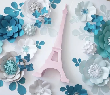 Eiffel Tower Papercraft Template, 3D Low Poly Wall Decor