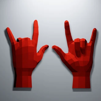 Hand Papercraft ,PDF, Rock And Roll 3D Hand Papercraft template, Low poly, Paper Sculpture Pattern