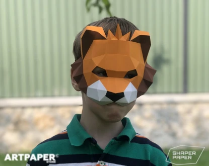 Papercraft Lion Crown Mask: 3D Low Poly Cosplay (PDF Pattern)