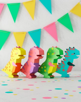 Dinosaur Low Poly T-Rex Papercraft PDF template DIY