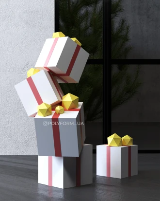 GIFTS Low Poly Christmas Papercraft PDF template New Year 3d Model Sculpture