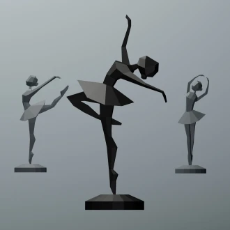 Ballerina Papercraft 3D Decor Sculpture, Low Poly Ballerina, DIY Ballerina Dancer for Girls Room, Woman Paper Sculptures, PDF TEMPLATE