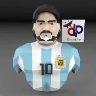 Diego Maradona Football Papercraft , PDF Template, DIY 3d Model, FanArt, Paper Sculpture, Low Poly, Pepakura, Craft, Manualidad, Arte de Papel