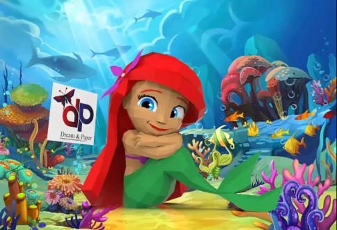 The little Mermaid Kawaii Papercraft , PDF Template, DIY 3d Model, FanArt, Paper Sculpture, Low Poly, Pepakura, Craft, Manualidad, Arte de Papel