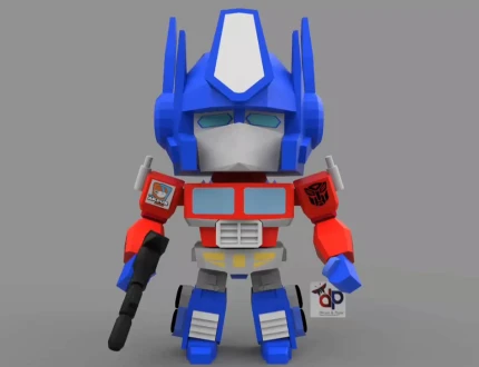 Optimus Prime Chibi Papercraft , PDF Template, DIY 3d Model, FanArt, Paper Sculpture, Low Poly, Pepakura, Craft, Manualidad, Arte de Papel
