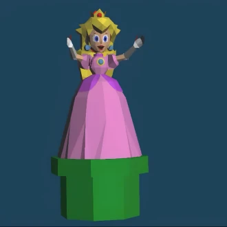 Princess Peach on tube Papercraft , PDF Template, DIY 3d Model, FanArt, Paper Sculpture, Low Poly, Pepakura, Craft, Manualidad, Arte de Papel