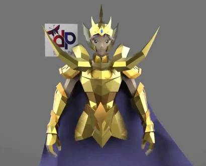 Saint Seiya Aries Mu half wall hanging Papercraft , PDF Template, DIY 3d Model, FanArt, Paper Sculpture, Low Poly, Pepakura, Craft, Manualidad, Arte de Papel