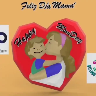 Mother's Day (Wall Decoration) Papercraft , PDF Template, DIY 3d Model, FanArt, Paper Sculpture, Low Poly, Pepakura, Craft, Manualidad, Arte de Papel