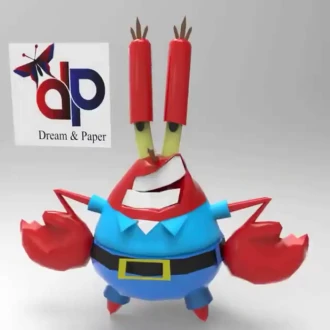 Mr. Krabs SpongeBob SquarePants Papercraft , PDF Template, DIY 3d Model, FanArt, Paper Sculpture, Low Poly, Pepakura, Craft, Manualidad, Arte de Papel