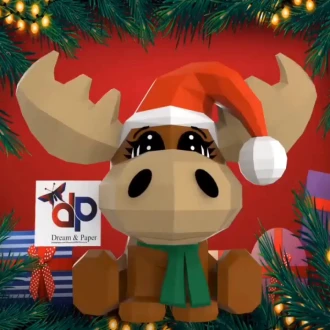 Christmas Reindeer Baby Papercraft , PDF Template, DIY 3d Model, FanArt, Paper Sculpture, Low Poly, Pepakura, Craft, Manualidad, Arte de Papel