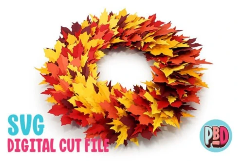 Fall Leaf Wreath 3D Papercraft SVG