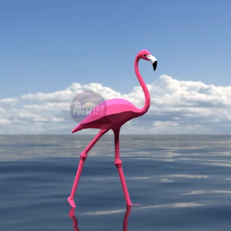 Flamingo PDF Template, Low Poly, Paper Sculpture, DIY, Pepakura Pattern, Handmade, Papercraft, Lowpoly, Lowpoly Papercraft