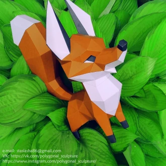 Fox Papercraft Template - Low Poly, Pepakura PDF, DIY Handmade, Home Decoration, Creative Gifts