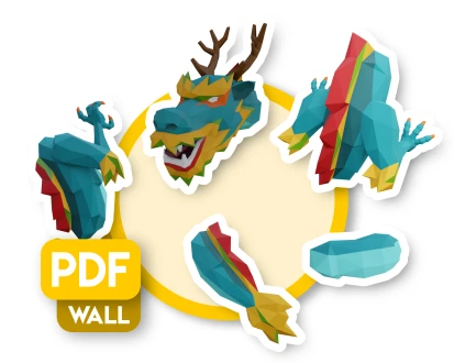 Full Dragon Papercraft Template | DIY 3D Fantasy Creature Model | Epic Display Pattern | Digital Download
