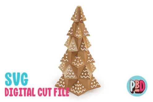 Gingerbread Tree 3D Papercraft SVG