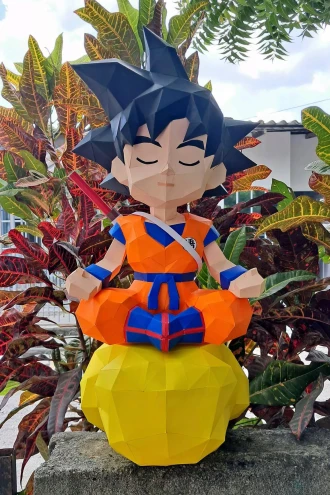 Son Goku on Flying Nimbus 3D Decor Low poly Papercraft, DIY, PDF