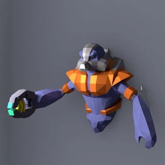 The Halo Grunt 3D Wall Decor Low poly Papercraft, DIY, PDF