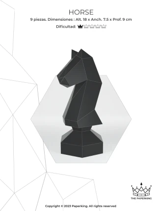 Horse Chess - Chess Knight Papercraft 3D – Pdf Templates | Low Poly Pepakura Models | DIY Decor for Party or Home